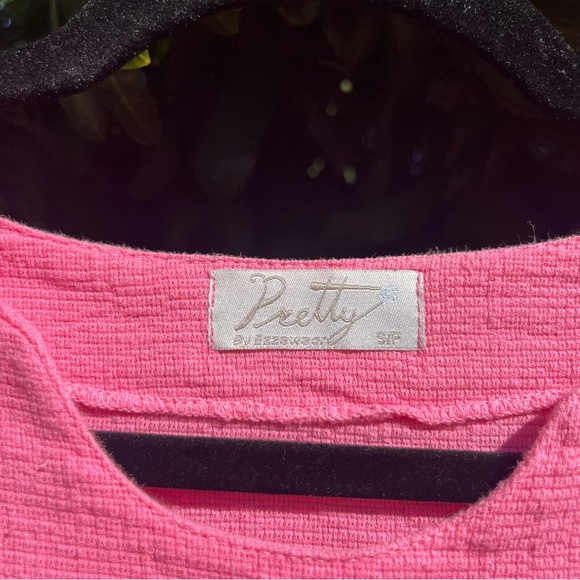 PRETTY BY EZZEWEAR pink gauze cotton boat neck long 3/4 sleeve boxy lagenlook - Picture 6 of 7